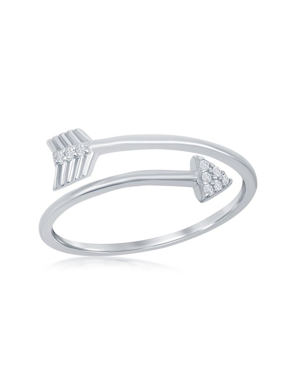 Daily Delight TheJewelryHut Designer Sterling Silver Overlapping Arrow Ring