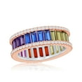thumbnail image 1 of Daily Delight TheJewelryHut Designer Sterling Silver Rainbow Baguette CZ Band Ring - Rose Gold Plated, 1 of 2