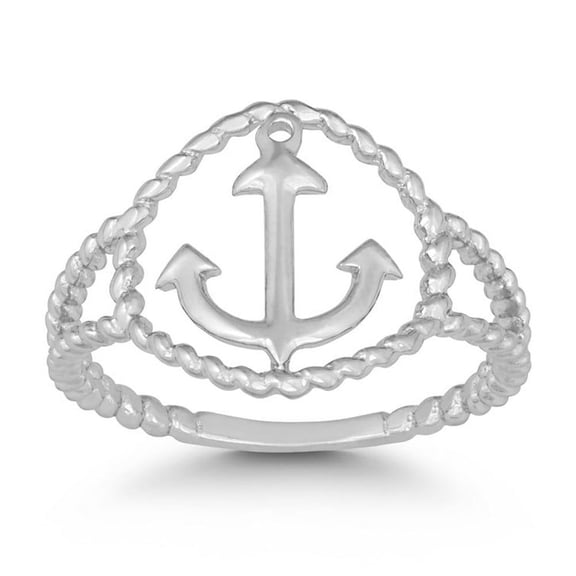 Daily Delight TheJewelryHut Designer Sterling Silver Rope Design Anchor Ring