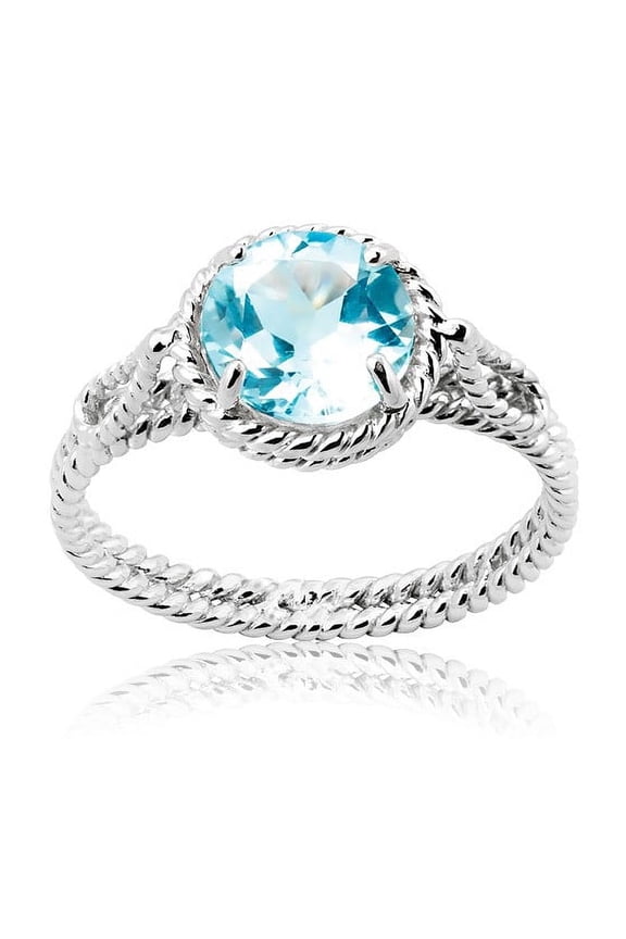 Daily Delight TheJewelryHut Designer Sterling Silver Round Gem Twisted Wire Ring - Blue Topaz