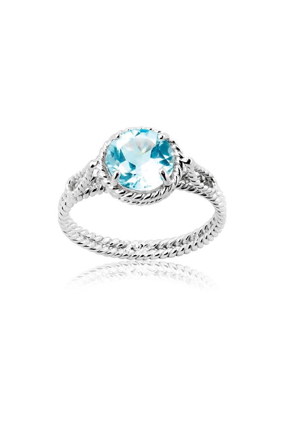 Daily Delight TheJewelryHut Designer Sterling Silver Round Gem Twisted Wire Ring - Blue Topaz