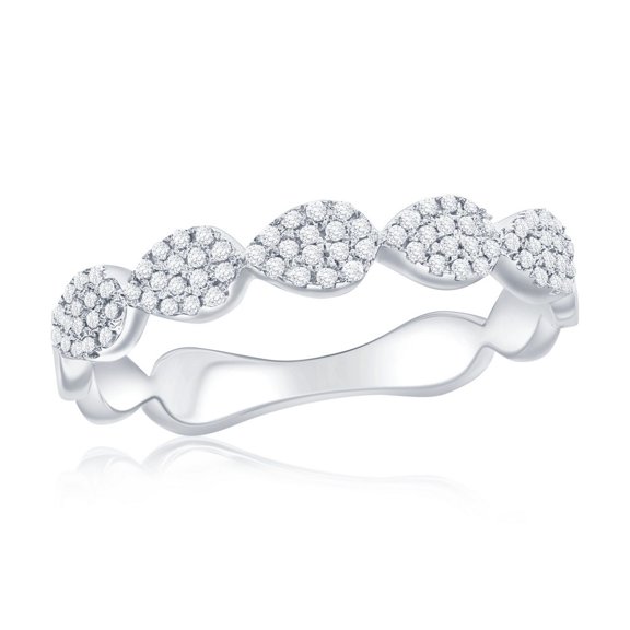 Daily Delight TheJewelryHut Designer Sterling Silver Sideways Pearshaped Diamond Ring - (80 Stones)