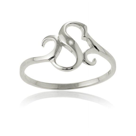 Daily Delight TheJewelryHut Designer Sterling Silver Single CZ "S" Ring