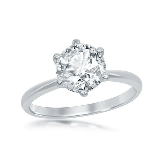Daily Delight TheJewelryHut Designer Sterling Silver Six-Prong Solitaire 8mm CZ Engagement Ring