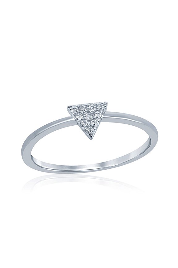 Daily Delight TheJewelryHut Designer Sterling Silver Small CZ Triangle Ring