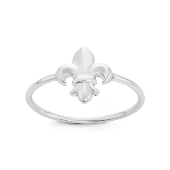 Daily Delight TheJewelryHut Designer Sterling Silver Small Shiny Fleur De Lis Ring