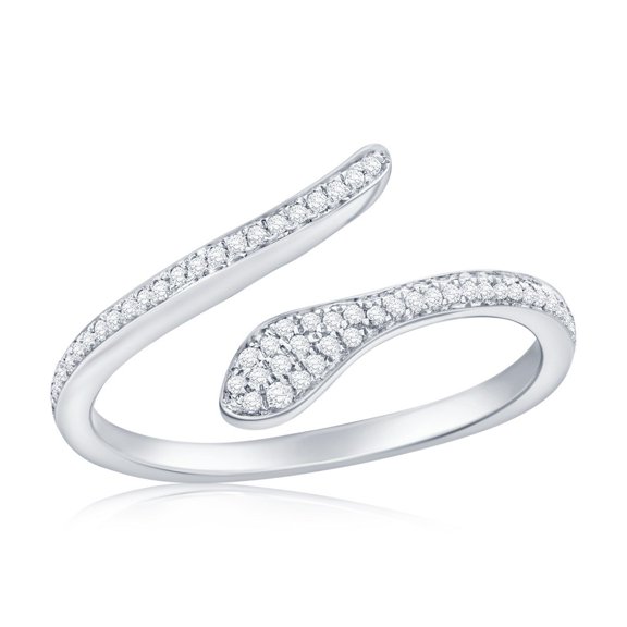 Daily Delight TheJewelryHut Designer Sterling Silver Snake Style Diamond Ring - (62 Stones)