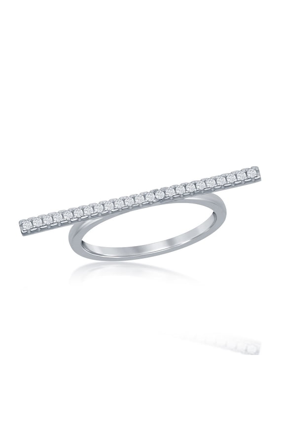 Daily Delight TheJewelryHut Designer Sterling Silver Thin Horizontal CZ Bar Ring