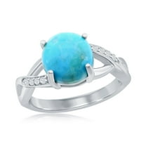Daily Delight TheJewelryHut Designer Sterling Silver Turquoise & White Topaz Open Shank Ring