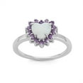 thumbnail image 1 of Daily Delight TheJewelryHut Designer Sterling Silver White Inlay Opal Heart with Amethyst CZ Border Ring, 1 of 1