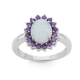 thumbnail image 1 of Daily Delight TheJewelryHut Designer Sterling Silver White Inlay Opal Oval with Amethyst CZ Border Ring, 1 of 1