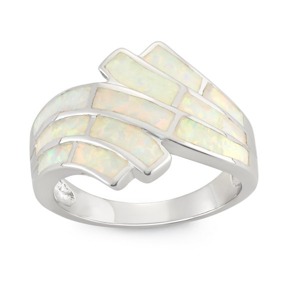 Daily Delight TheJewelryHut Designer Sterling Silver White Inlay Opal Ring
