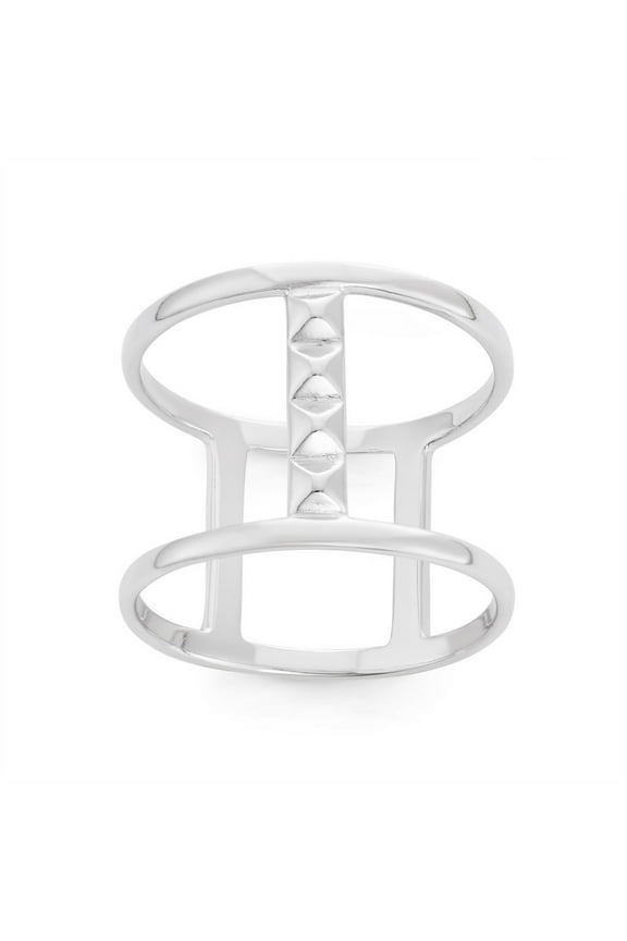Daily Delight TheJewelryHut Designer Sterling Silver Wide Double Row with Bars Ring