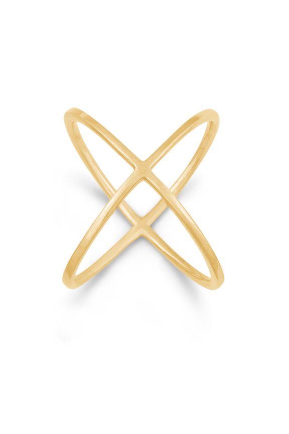 Daily Delight TheJewelryHut Designer Sterling Silver X Style Ring - Gold Plated