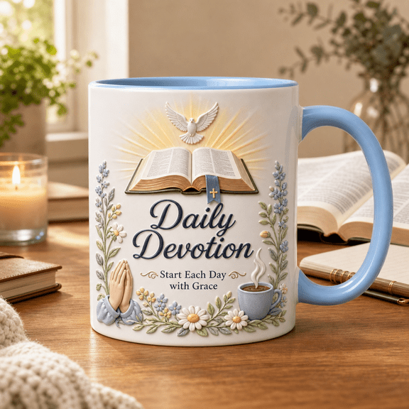 Personalized Daily Devotion Ceramic Coffee Mug Christian Bible Study Gift 11oz 15oz