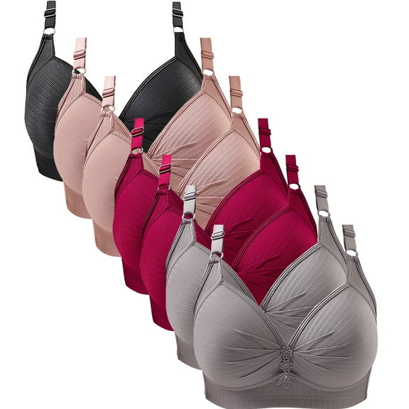Daily Everyday Bras for Women 7 Pack Plus Size Wirefree Comfy Seamless Bralettes S-5XL Sexy Push Up Cropped Tops
