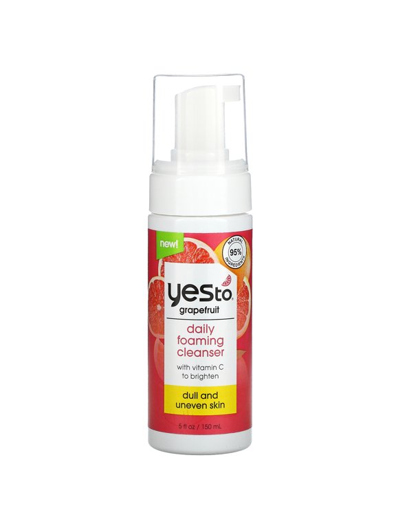Grapefruit Daily Foaming Cleanser, Brightening Face Wash That Removes Make Up & Impurities Without Stripping Skin & Leaves You Glowing, With Vitamin C, Natural, Vegan & Cruelty Free, 5 Fl Oz