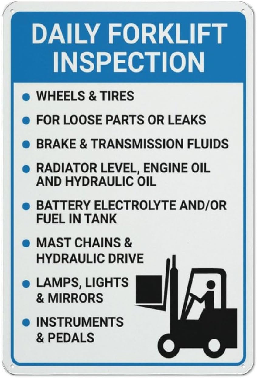 Daily Forklift Inspection With Icon Sign Outdoor Signs Aluminum 12X8 ...