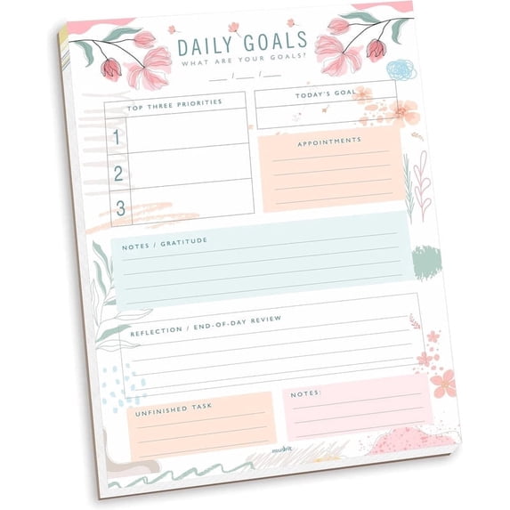 Daily Goals, Gratitude List, Planner, Do List Organiser, Personal Planner Journal, 8.25 x 11.25 Inches, 53 Pages