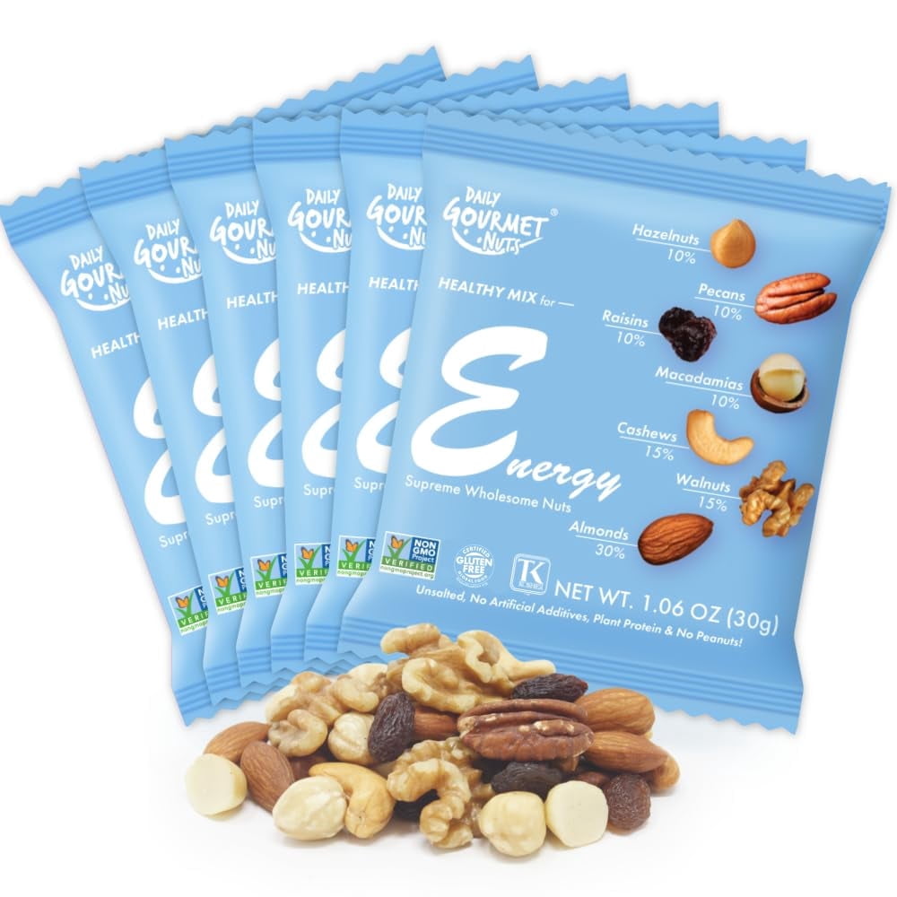 Daily Gourmet Nuts - Energy Mix | 24 Packs | Healthy Trail mix Individual Packs | Premium Nuts & Dry Fruit | Gluten-Free | Non-GMO | Nuts Individual Packs