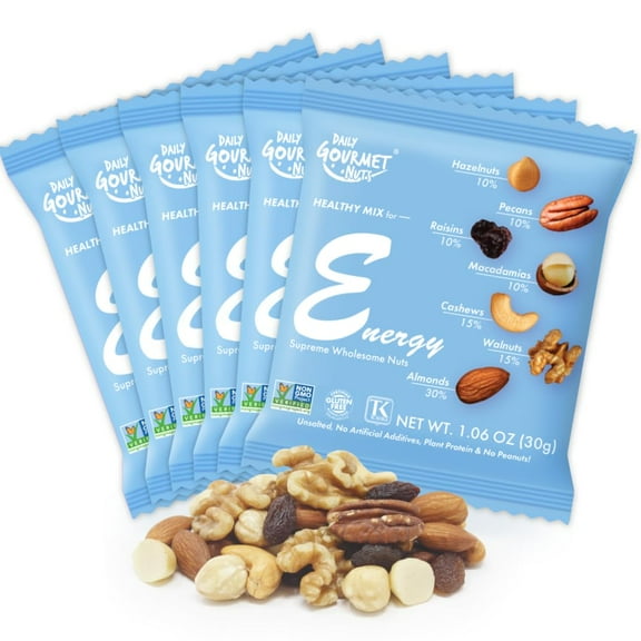 Daily Gourmet Nuts - Energy Mix | 48 Packs | Healthy Trail Mix Individual Packs | Premium Nuts & Dry Fruit | Gluten-Free | Non-GMO | Nuts Individual Packs