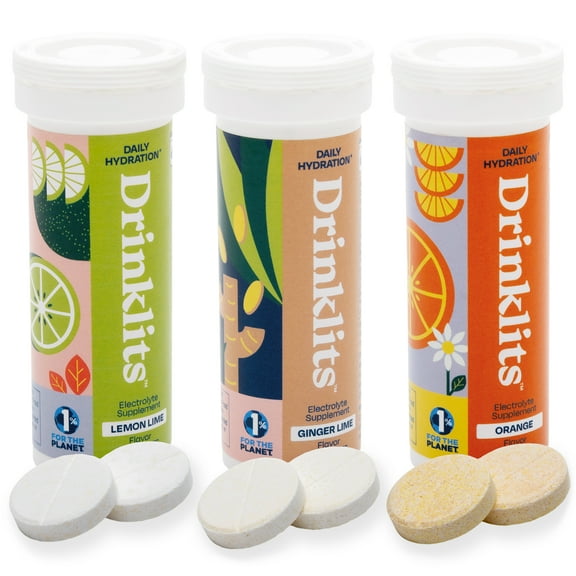 Daily Hydration Variety Pack (3) Tube Bundle | Ginger-Lime + Lemon-Lime + Orange | Delicious Natural Flavors - 0g Sugar  Travel-kit Essential | 30 Servings - 10 Tablets Per Tube