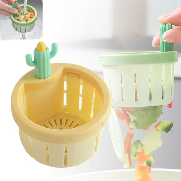 Daily Kitchen Utility, Strainer Plastic, Cactus Sink Strainer Basket Fine Mesh, Catcher for Sink, Yellow Boxed Cactus Sink Drain Strainer Kitchen Pad, Reliable Sealing Gasket