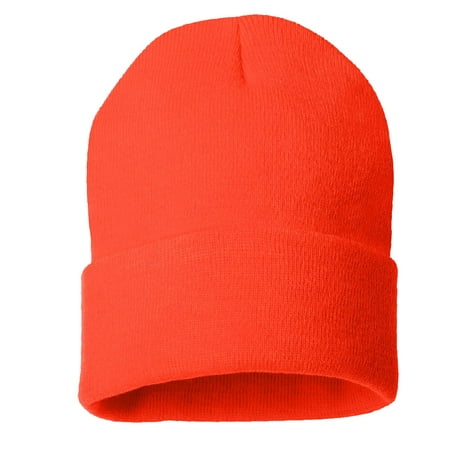 Daily Knited Plain Beanie - Stay Warm Stylish Stretchy Soft Beanie Hats for Men and Women, 12 inch, Blaze Orange
