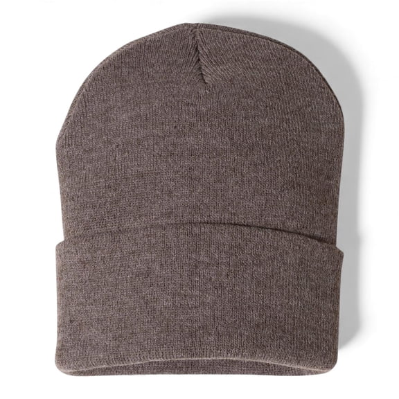 Daily Knited Plain Beanie - Stay Warm Stylish Stretchy Soft Beanie Hats for Men and Women, 12 inch, Heather Brown