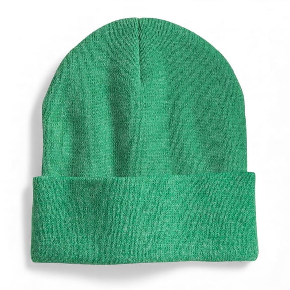 Daily Knited Plain Beanie - Stay Warm Stylish Stretchy Soft Beanie Hats for Men and Women, 12 inch, Heather Green
