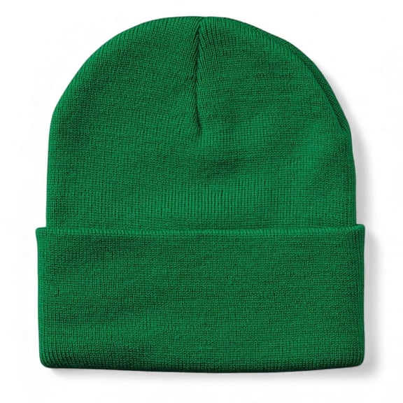 Daily Knited Plain Beanie - Stay Warm Stylish Stretchy Soft Beanie Hats for Men and Women, 12 inch, Green