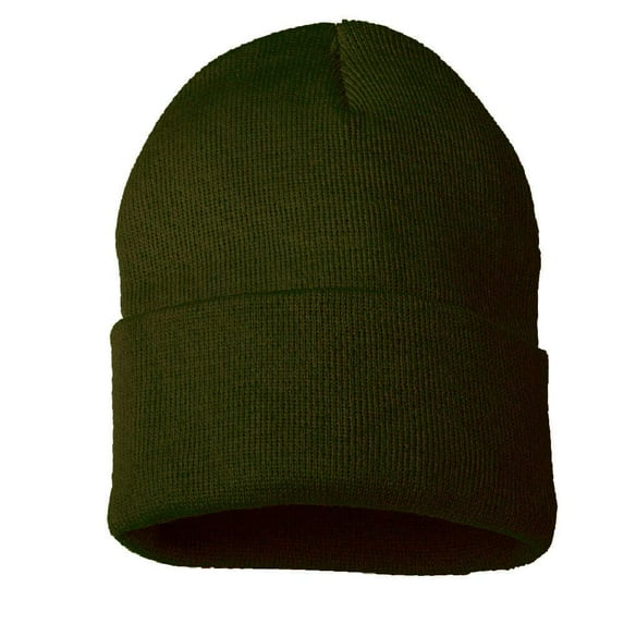 Daily Knited Plain Beanie - Stay Warm Stylish Stretchy Soft Beanie Hats for Men and Women, 12 inch, Olive Green