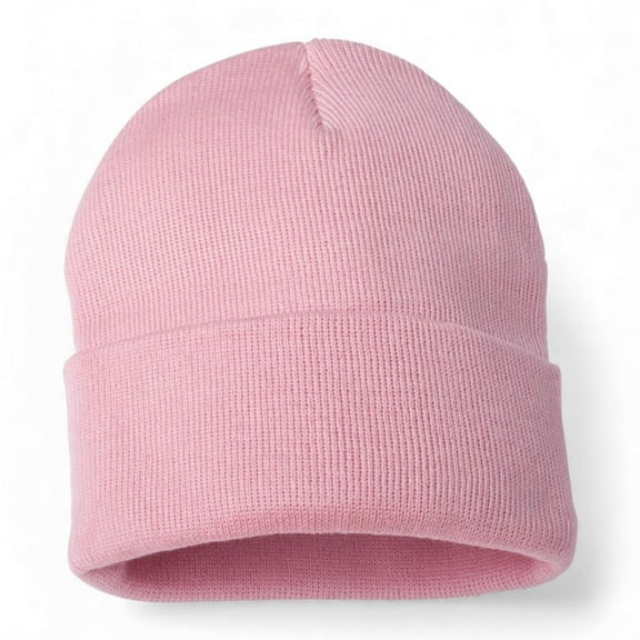 Daily Knited Plain Beanie - Stay Warm Stylish Stretchy Soft Beanie Hats for Men and Women, 12 inch, Light Pink