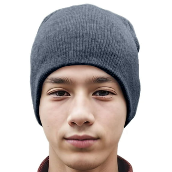 Daily Knited Plain Beanie - Stay Warm Stylish Stretchy Soft Beanie Hats for Men and Women, 8 inch, Heather Navy
