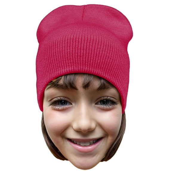 Daily Knited Plain Beanie - Stay Warm Stylish Stretchy Soft Beanie Hats for Men and Women, 8 inch, Neon Hot Pink