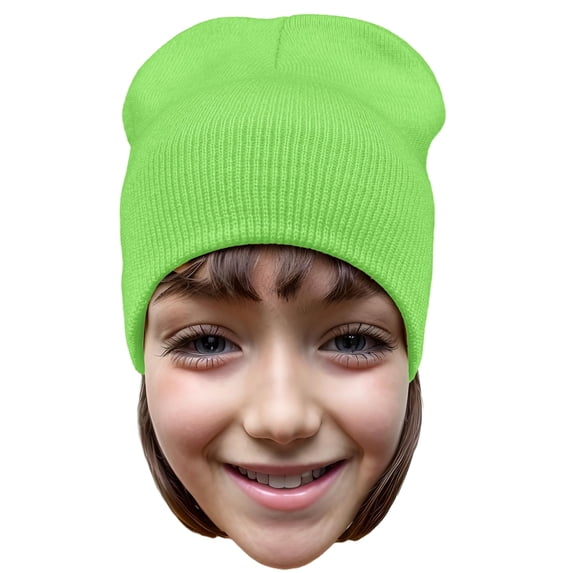 Daily Knited Plain Beanie - Stay Warm Stylish Stretchy Soft Beanie Hats for Men and Women, 8 inch, Neon Green