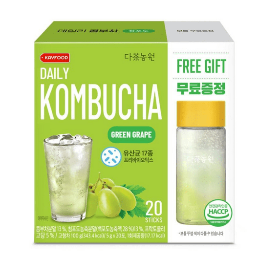 Daily Kombucha Tea Powder Green Grape Flavor 20 Sticks