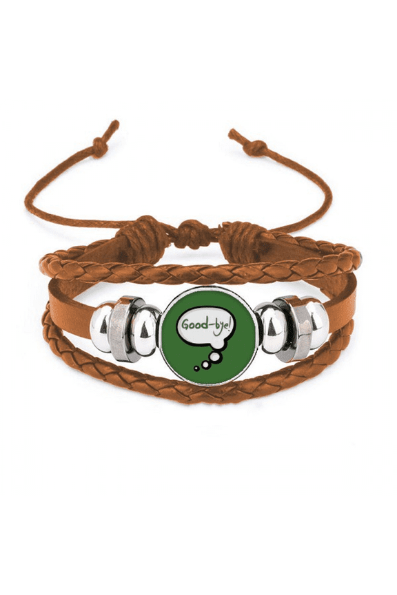 Daily Language Chat Goodbye Farewell Bracelet Wristband Leather Jewelry Ornament