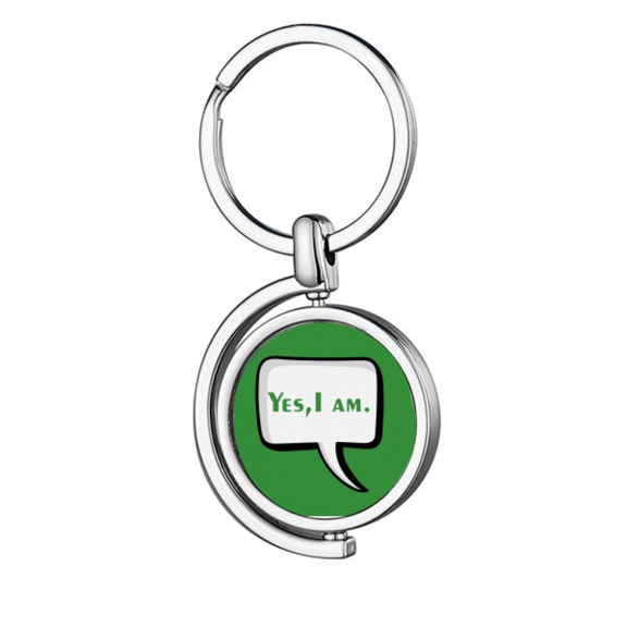 Daily Language Chat Recognition Deternation Rotating Keychain Metal Keyring Holder