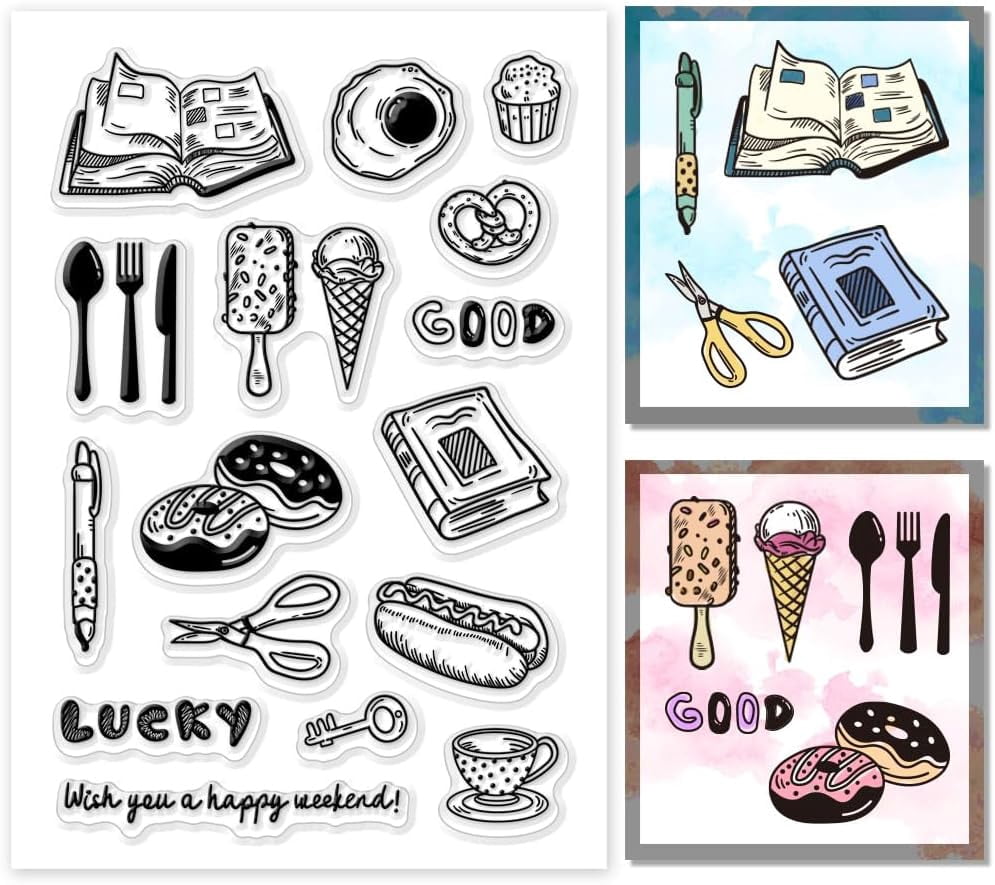 Daily Life Pattern Clear Stamps for Card Making Food Rubber Stamps ...