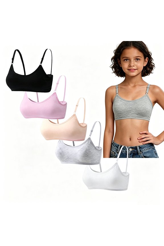 Daily Light Exercise Gentle Cotton Teen Sports Bra Teenagers 10-16 No Underwire Light Padding, Adjustable Fine Shoulder Straps Sweat Wicking Air Permeable Puberty Bra