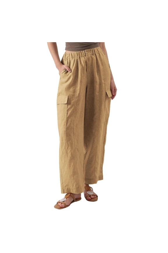 Daily Long Pants for Women 2024 Trendy Spring Fashion SMihono Loose Casual Fall Fashion Women Casual Pocket Button Elastic Waist Full Length Pants Khaki 6