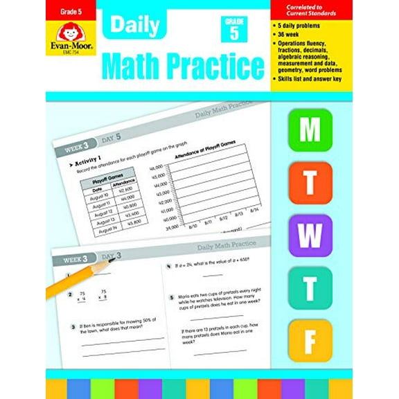 Pre-Owned Daily Math Practice, Grade 5 Te (Paperback) 1557997454 9781557997456