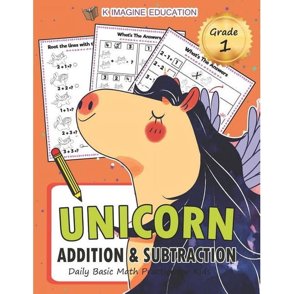 Daily Math Practice Workbook Unicorn Addition and Subtraction Grade 1: Daily Basic Math Practice for Kids, Book 3, (Paperback)