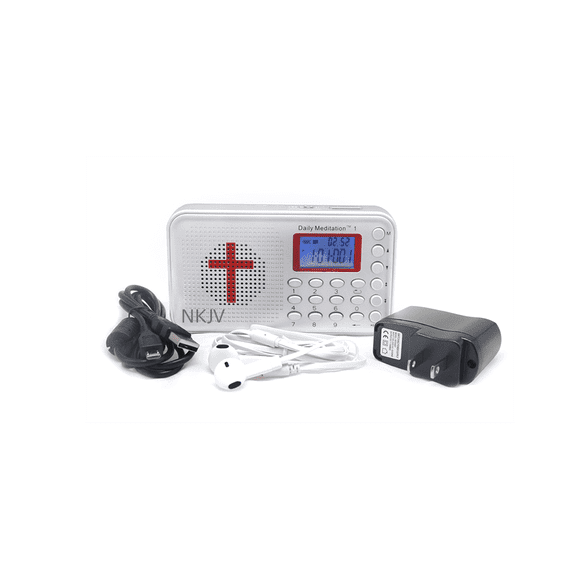 Daily Meditation NKJV Audio Bible Player - New King James Version Electronic Talking Bible with Charger and Earphone