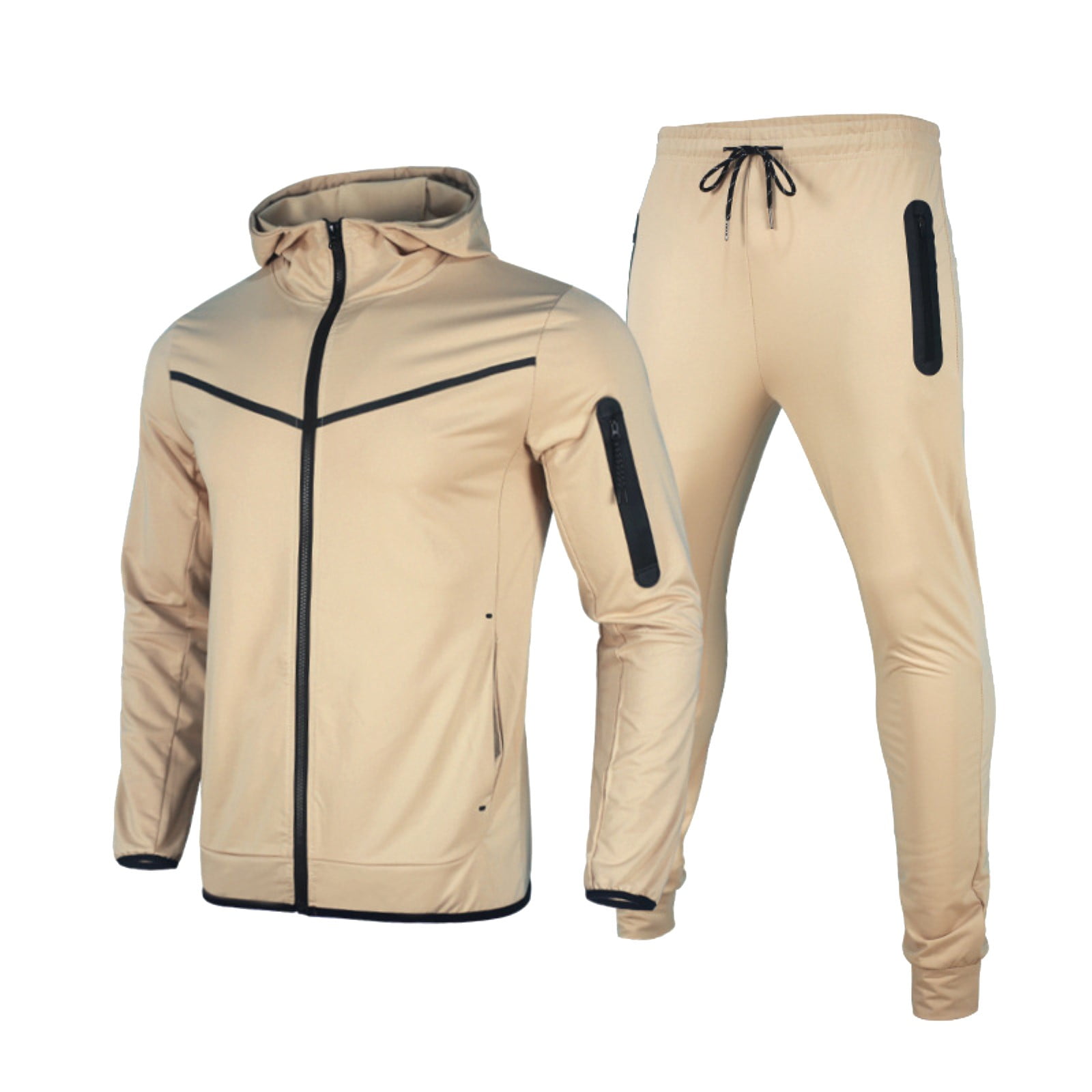 Vintage Tracksuit Men Jogging Suits 2023 Fall Winter Color Block Long  Sleeve Sweat Suit 2 Piece Outfits Sportswear