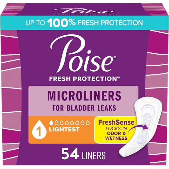 Daily Microliners, Incontinence Panty Liners for Bladder Leaks, 1 Drop Lightest Absorbency, Regular, 54 Count of Pantiliners