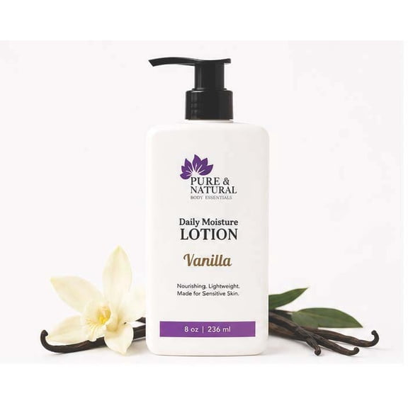 Pure & Natural Body Essentials Alcohol-Free Moisturizing Jojoba Seed Oil Lotion for Dry Skin Relief Vanilla 8 oz