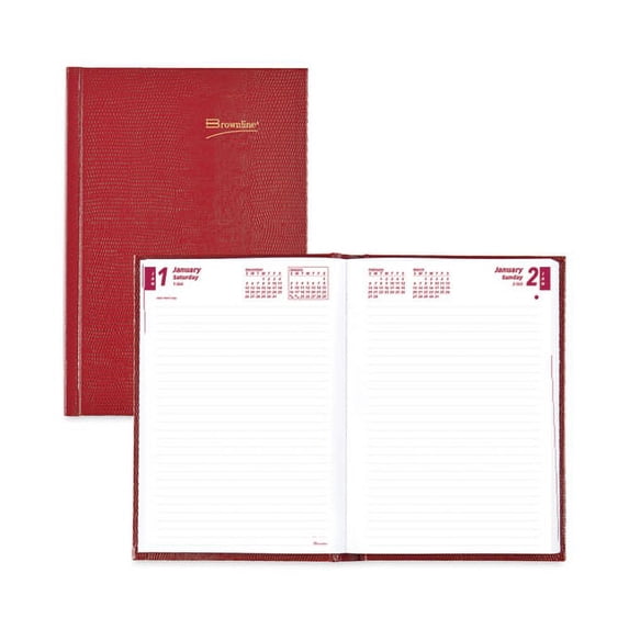 Daily/Monthly Planner, 8.25 x 5.75, Red Cover, 12-Month (Jan to Dec): 2026 | Bundle of 5