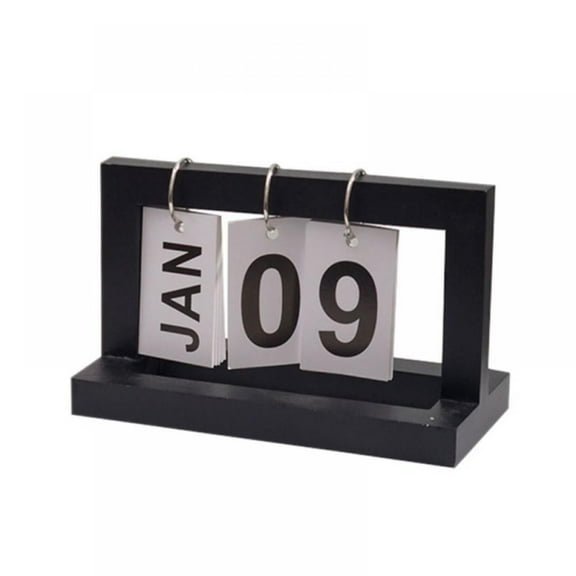 Daily Office Metal Flip Desk Calendar Perpetual Wood Vintage Calendar for Home Decor,Monthly Weekly Year Planner Standing Kitchen Desk Decor Wood Calendar 7.87x3.54x4.72 inches